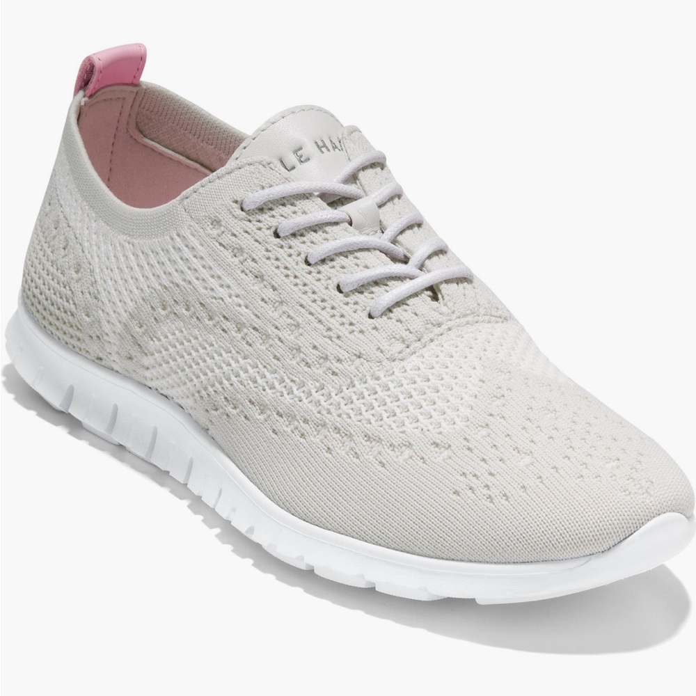 Cole Haan Zerogrand Stitchlite Wingtip shoes in cream/white